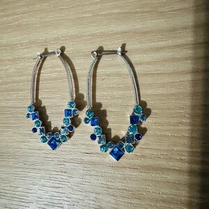 Blue jeweled earrings